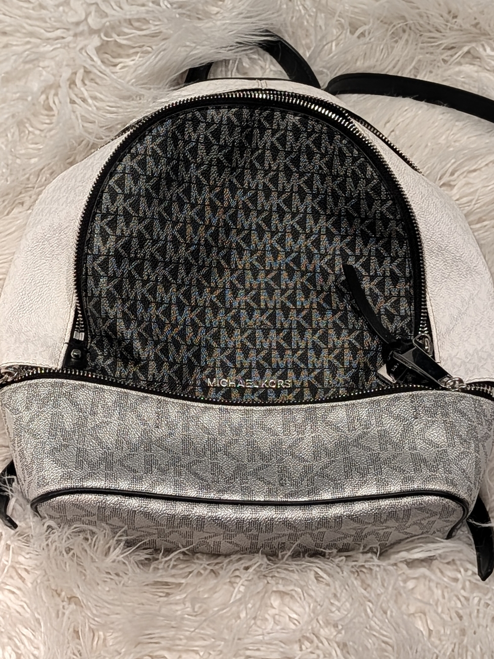 Michael Kors Black Logo Print Backpack - Picture 2 of 14
